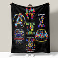 Autism Fleece Blanket w/ satin Pillowcase