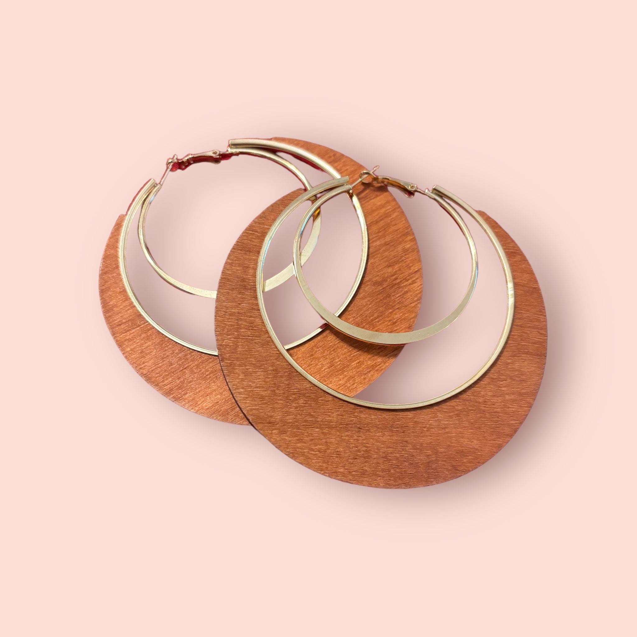 LG Gold wooden Hoop Earrings