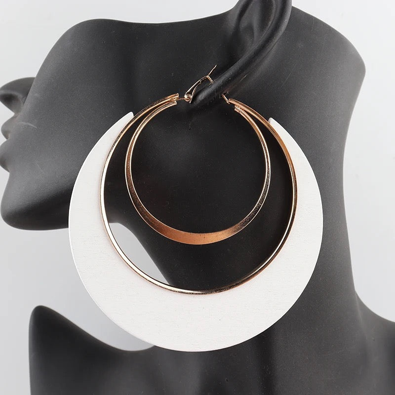 LG Gold wooden Hoop Earrings