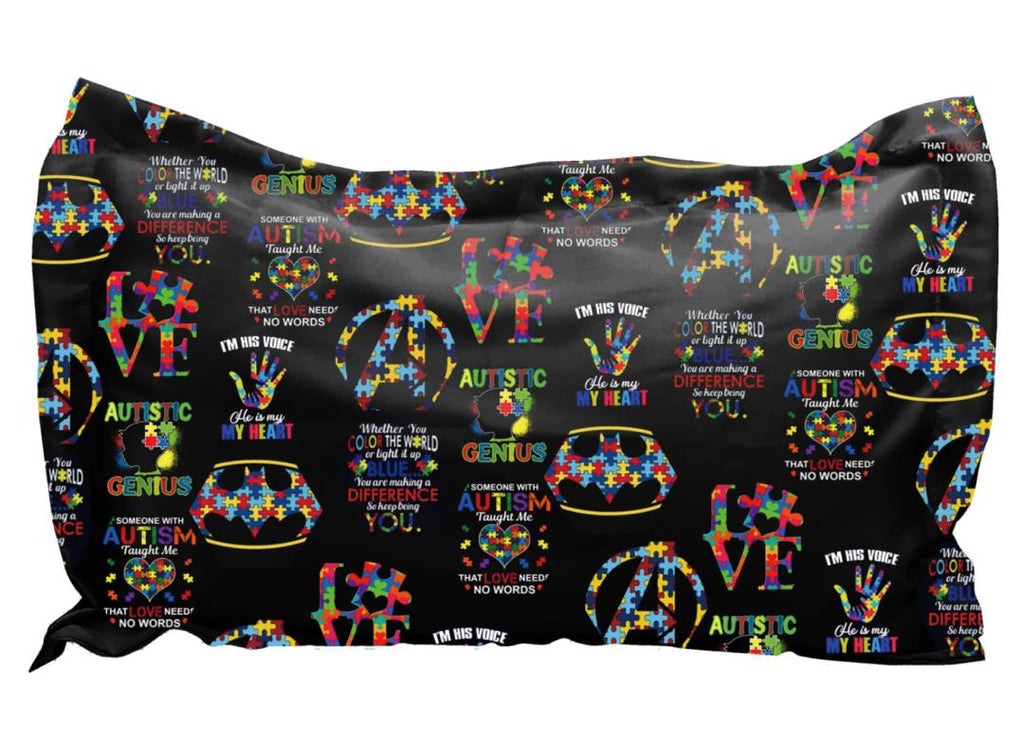 Autism Fleece Blanket w/ satin Pillowcase