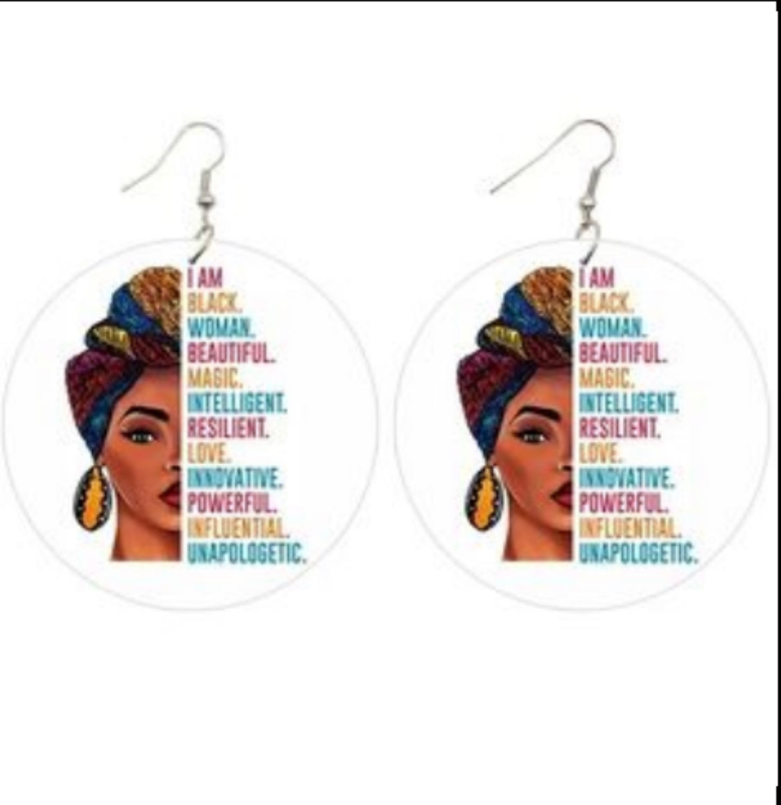I.Am.ABlack.Woman Round Wooden Earrings