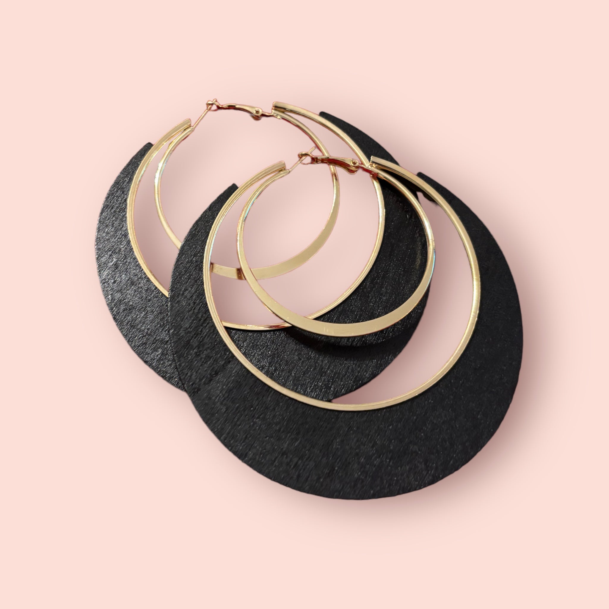 LG Gold wooden Hoop Earrings