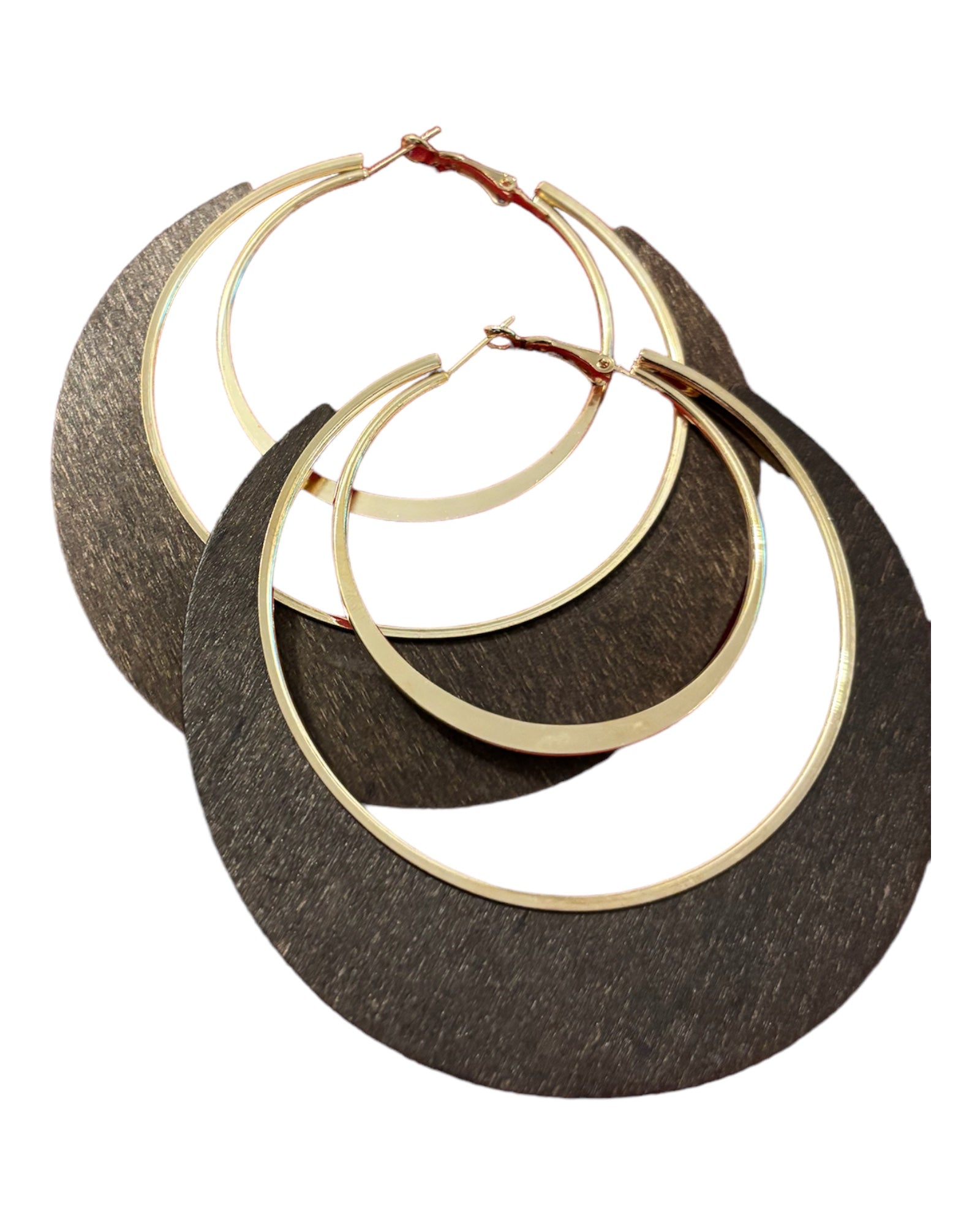 LG Gold wooden Hoop Earrings