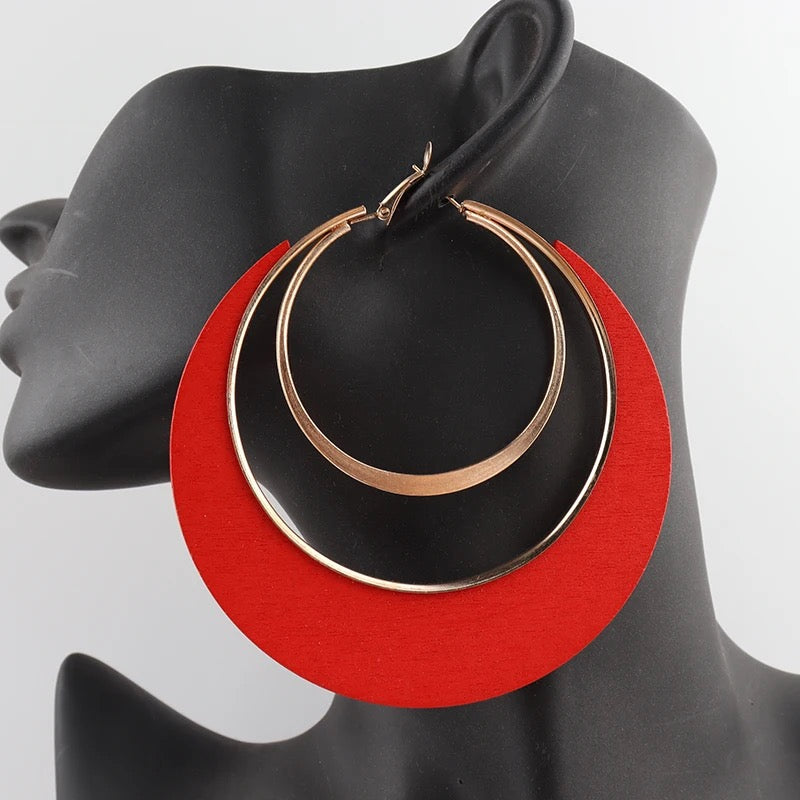 LG Gold wooden Hoop Earrings